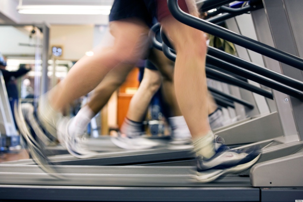 Treadmills being used in a gymnasium in Birmingham UK