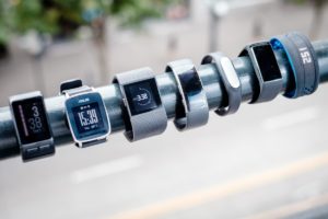 From left: Garmin Vivoactive HR, ASUS VivoWatch, Fitbit Surge, Microsoft Band 2, Xiaomi 1S Band, Polar A360, and Mio Fuse